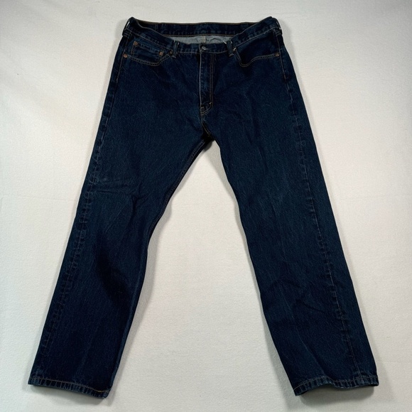 Levis 505 Straight Leg Jeans Mens Size 40X32 Dark Blue High Rise - Picture 2 of 13